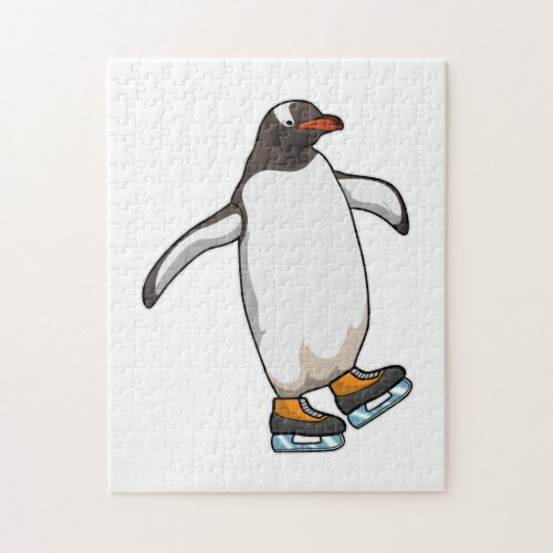 Penguin at Ice skating with Ice skates Jigsaw Puzzle
