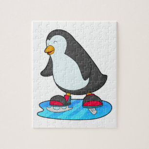 Penguin at Ice skating with Ice skates Jigsaw Puzzle