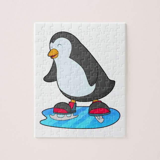 Penguin at Ice skating with Ice skates Jigsaw Puzzle (Vertical)