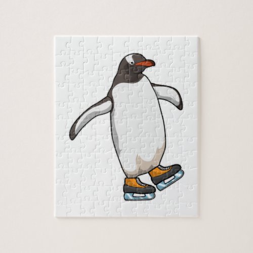 Penguin at Ice skating with Ice skates Jigsaw Puzzle