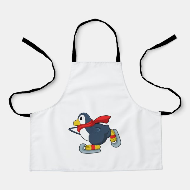 Penguin at Ice skating with Ice skates.PNG Apron (Front)