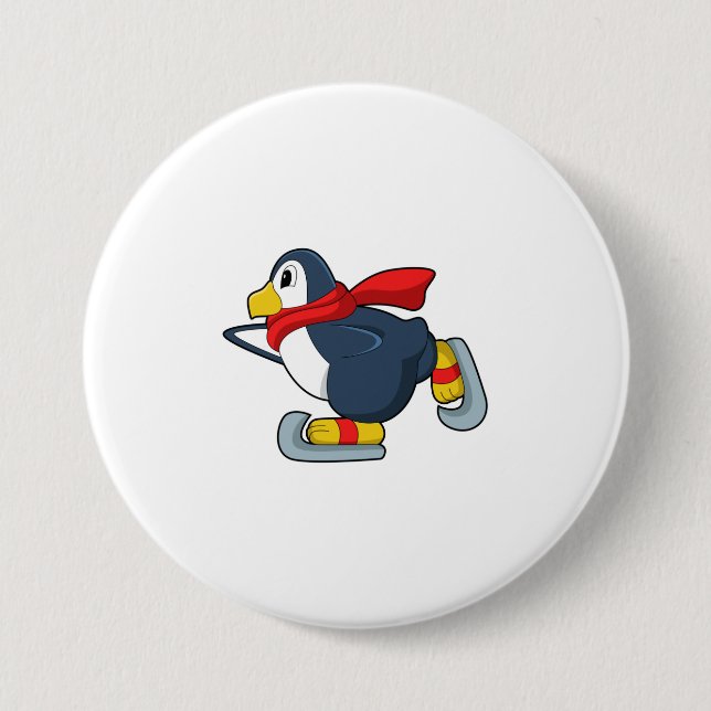 Penguin at Ice skating with Ice skates.PNG Button (Front)