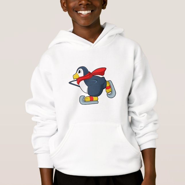 Penguin at Ice skating with Ice skates.PNG Hoodie (Front)