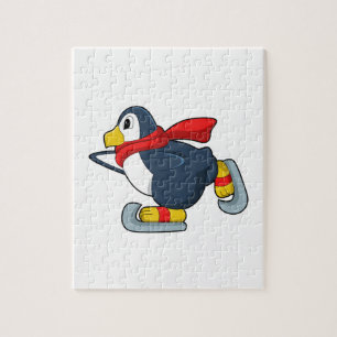 Penguin at Ice skating with Ice skates.PNG Jigsaw Puzzle