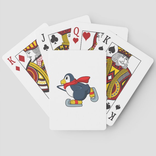 Penguin at Ice skating with Ice skates.PNG Poker Cards (Back)