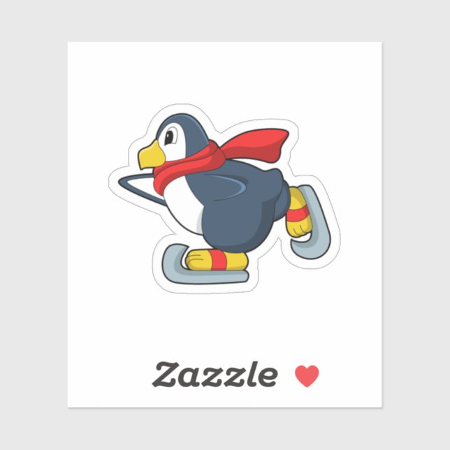 Penguin at Ice skating with Ice skates.PNG Sticker (Sheet)