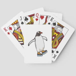 Penguin at Ice skating with Ice skates Poker Cards