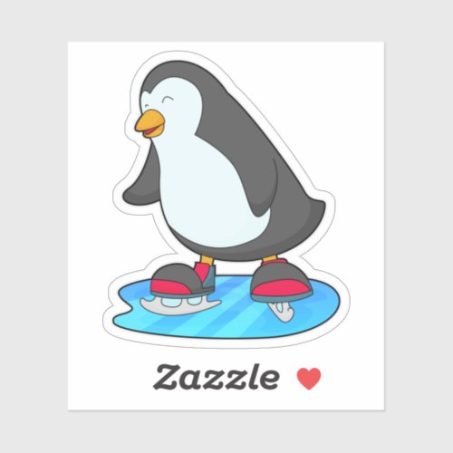 Penguin at Ice skating with Ice skates Sticker