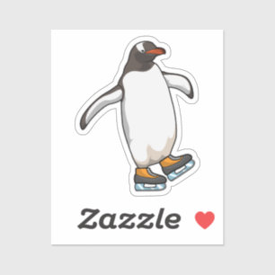 Penguin at Ice skating with Ice skates Sticker