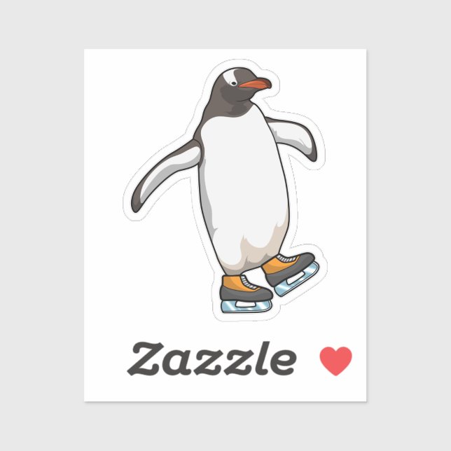 Penguin at Ice skating with Ice skates Sticker (Sheet)