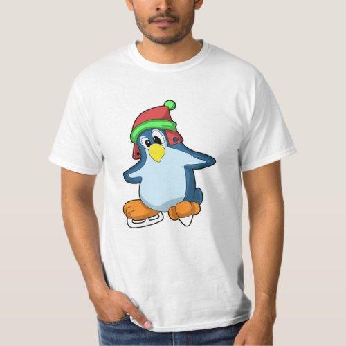 Penguin at Ice skating with Ice skates T_Shirt