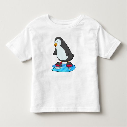 Penguin at Ice skating with Ice skates Toddler T_shirt