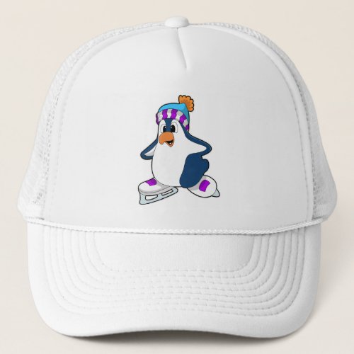 Penguin at Ice skating with Ice skates Trucker Hat