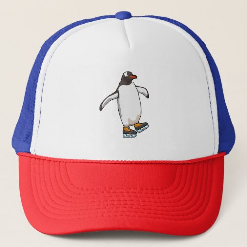 Penguin at Ice skating with Ice skates Trucker Hat