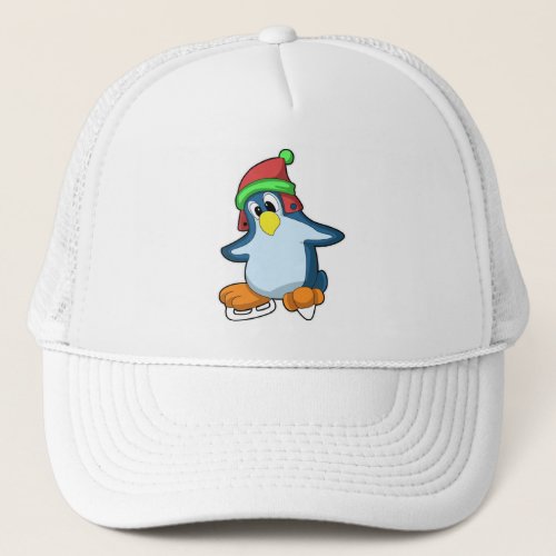 Penguin at Ice skating with Ice skates Trucker Hat