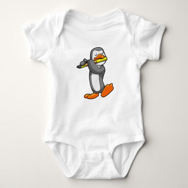 Penguin at Music with Flute Baby Bodysuit (Front)
