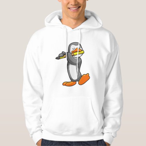 Penguin at Music with Flute Hoodie