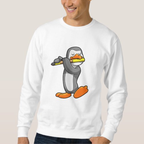 Penguin at Music with Flute Sweatshirt