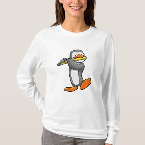 Penguin at Music with Flute T_Shirt