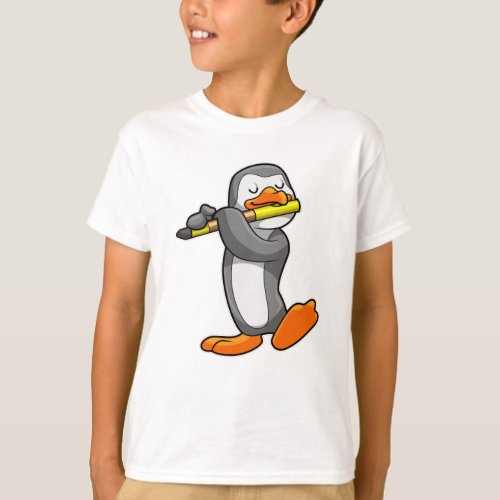 Penguin at Music with Flute T_Shirt