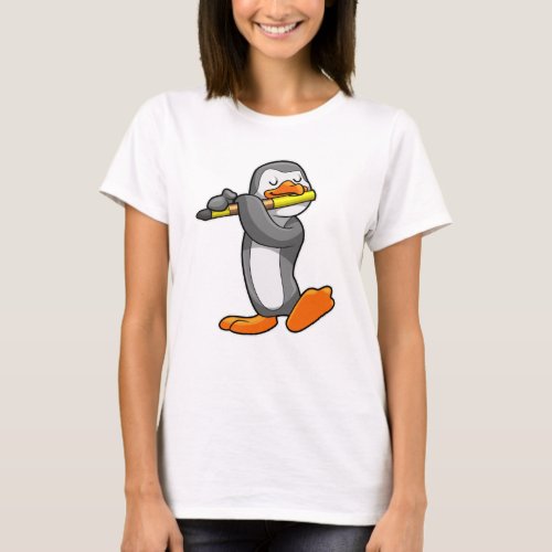 Penguin at Music with Flute T_Shirt