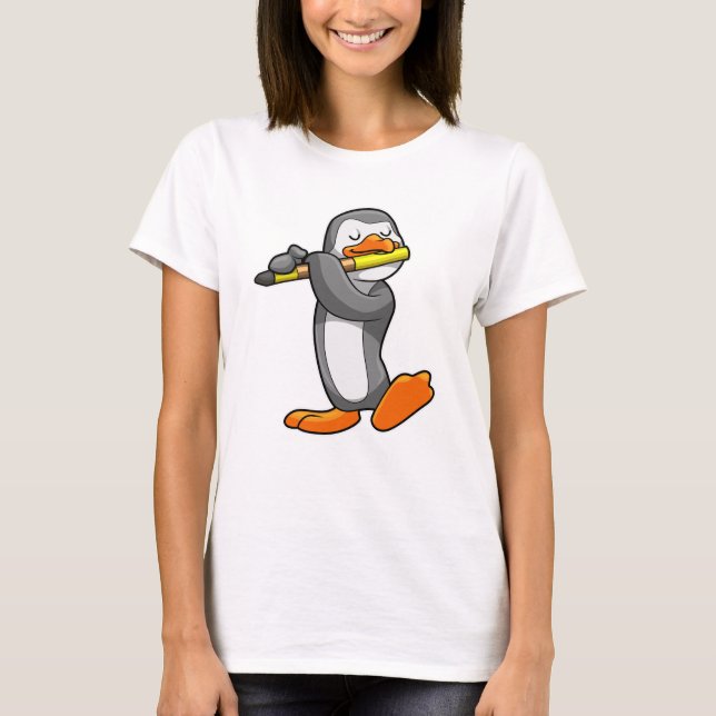 Penguin at Music with Flute T-Shirt (Front)