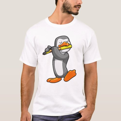 Penguin at Music with Flute T_Shirt