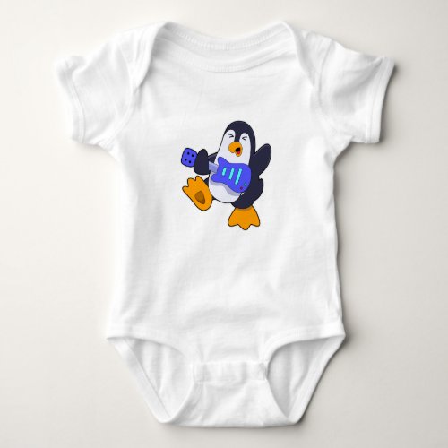 Penguin at Music with Guitar Baby Bodysuit