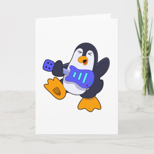 Penguin at Music with Guitar Card