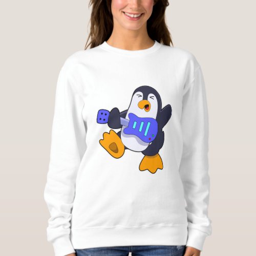 Penguin at Music with Guitar Sweatshirt