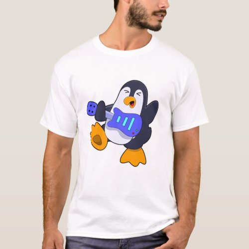 Penguin at Music with Guitar T_Shirt