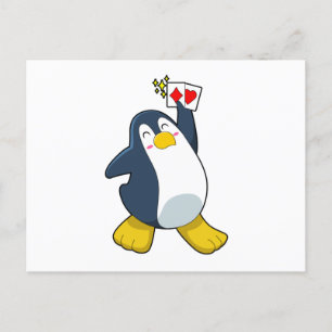 Penguin at Poker with Poker cards