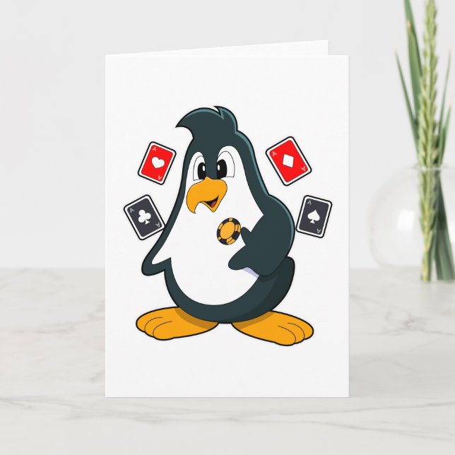 Penguin at Poker with Poker cards (Front)