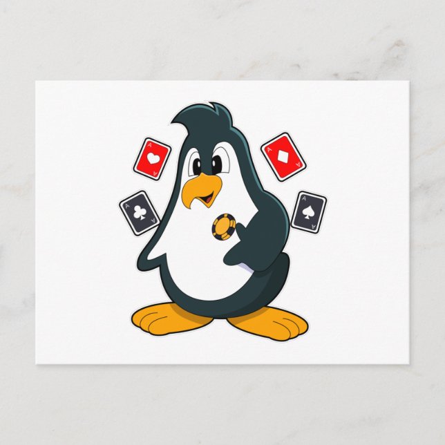 Penguin at Poker with Poker cards (Front)
