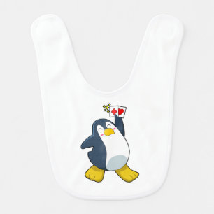 Penguin at Poker with Poker cards Baby Bib