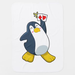 Penguin at Poker with Poker cards Baby Blanket