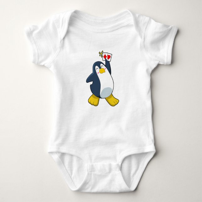 Penguin at Poker with Poker cards Baby Bodysuit (Front)