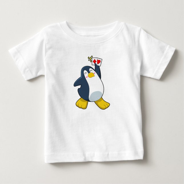 Penguin at Poker with Poker cards Baby T-Shirt (Front)