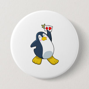 Penguin at Poker with Poker cards Button