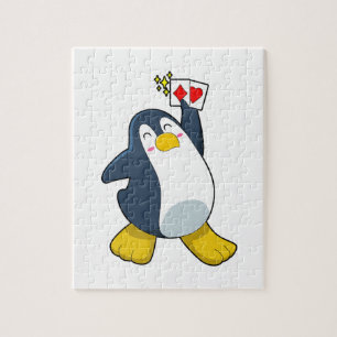Penguin at Poker with Poker cards Jigsaw Puzzle