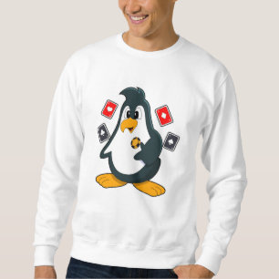 Penguin at Poker with Poker cards Sweatshirt