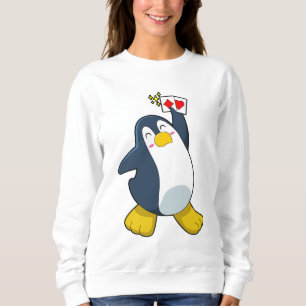 Penguin at Poker with Poker cards Sweatshirt