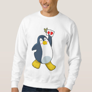 Penguin at Poker with Poker cards Sweatshirt