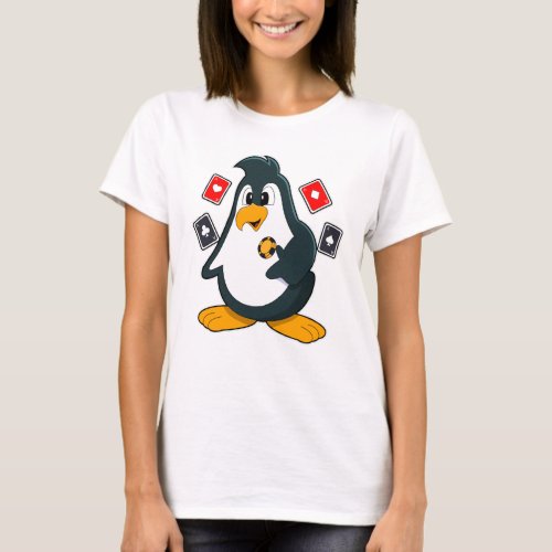 Penguin at Poker with Poker cards T_Shirt