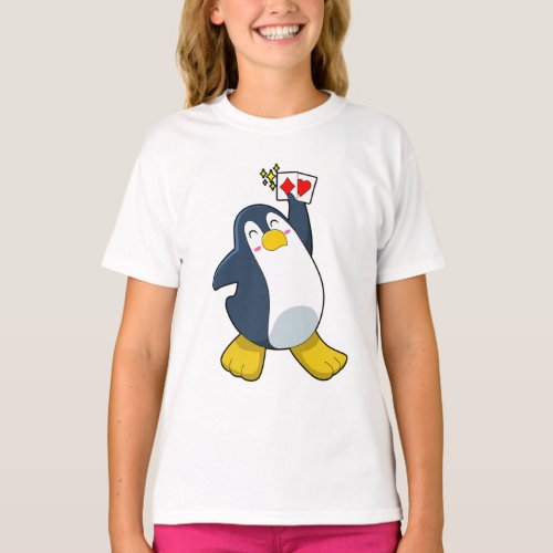 Penguin at Poker with Poker cards T_Shirt