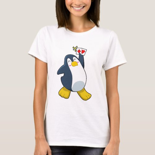 Penguin at Poker with Poker cards T_Shirt