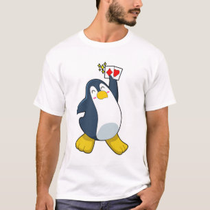 Penguin at Poker with Poker cards T-Shirt