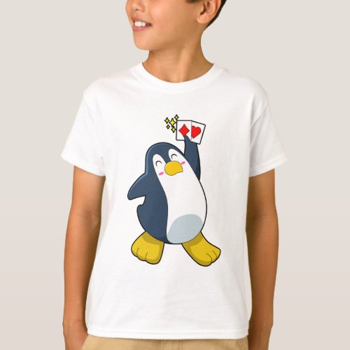 Penguin at Poker with Poker cards T_Shirt