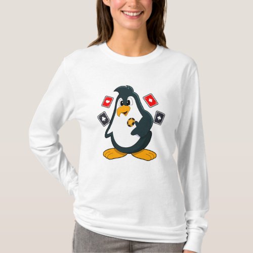 Penguin at Poker with Poker cards T_Shirt