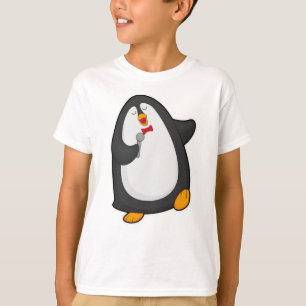 Penguin at Singing with Microphone & Tie T-Shirt